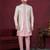 Pink off white embroidered jacket attached indo-western sherwani set with thread, stone & fancy button work.