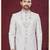 Grey off white embroidered jacket attached indo-western sherwani set with thread, stone & fancy button work.