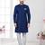 Blue black velvet embroidered  indo-western sherwani set with thread, stone & fancy button work.