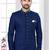 Blue black velvet embroidered  indo-western sherwani set with thread, stone & fancy button work.