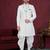 Off white embroidered jacket attached indo-western sherwani set with thread, stone & fancy button work.