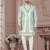 Pist green embroidered jacket attached indo-western sherwani set with thread, stone & fancy button work.