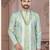 Pist green embroidered jacket attached indo-western sherwani set with thread, stone & fancy button work.