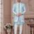 Blue embroidered jacket attached indo-western sherwani set with thread, stone & fancy button work.