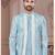 Blue embroidered jacket attached indo-western sherwani set with thread, stone & fancy button work.