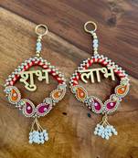 traditional shubh labh booti chudi wall hanging for main door  perfect for home decor (pack of 2)