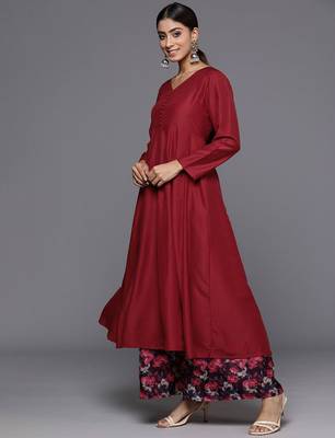 Floral Anarkali Kurta with Palazzos & Dupatta 5