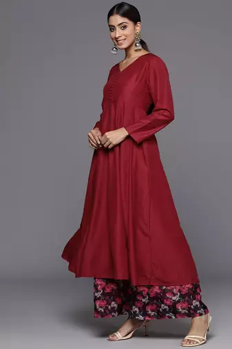 Floral Anarkali Kurta with Palazzos & Dupatta