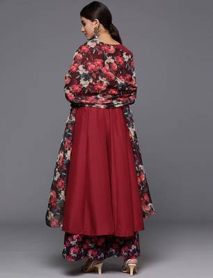 Floral Anarkali Kurta with Palazzos & Dupatta 6