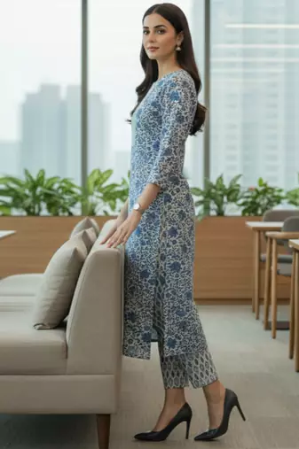 Women Floral Printed Regular Pure Cotton Kurta with Trousers & With Dupatta