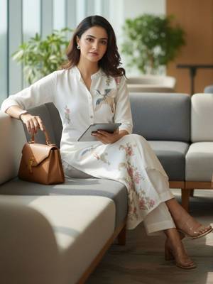 Women Ethnic Motifs Embroidered Regular Thread Work Kurta with Trousers 2