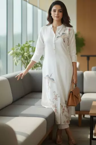 Women Ethnic Motifs Embroidered Regular Thread Work Kurta with Trousers