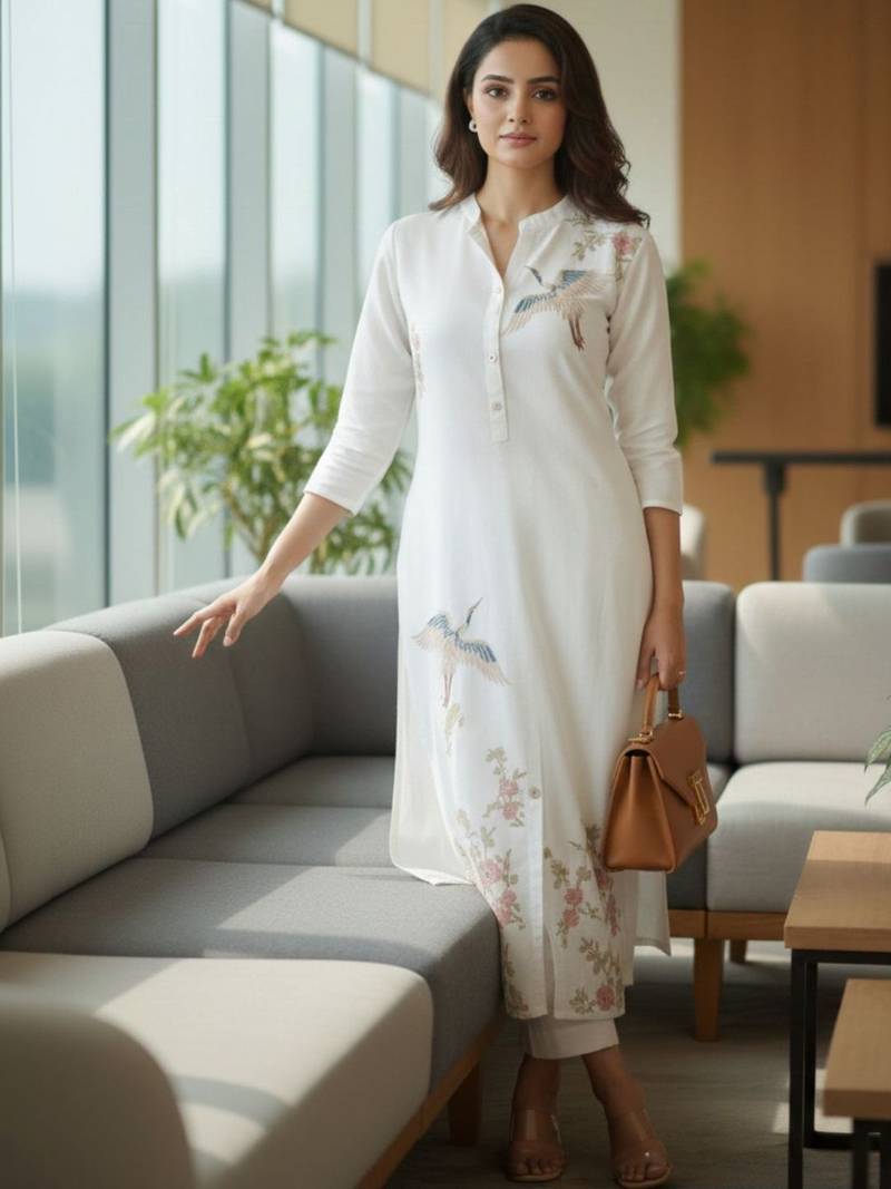 Women Ethnic Motifs Embroidered Regular Thread Work Kurta with Trousers