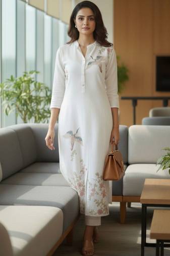 Women Ethnic Motifs Embroidered Regular Thread Work Kurta with Trousers