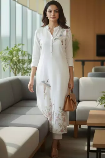 Women Ethnic Motifs Embroidered Regular Thread Work Kurta with Trousers