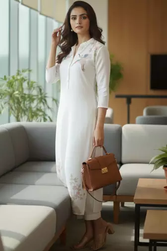 Women Ethnic Motifs Embroidered Regular Thread Work Kurta with Trousers