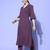 Purple Textured A line Front Placket Flared Sleeve Kurta with Kurta