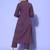 Purple Textured A line Front Placket Flared Sleeve Kurta with Kurta