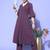 Purple Textured A line Front Placket Flared Sleeve Kurta with Kurta