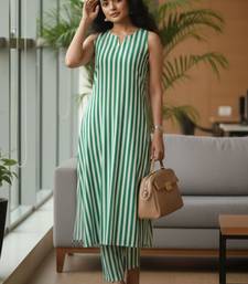 Women Striped Regular Kurta with Trousers