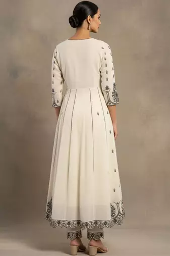 Women Ethnic Motifs Embroidered Panelled Thread Work Pure Cotton Kurta with Trousers & With Dupatta