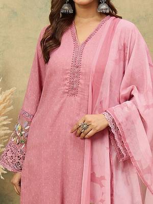 Women Woven Design Regular Beads and Stones Kurta with Trousers & Dupatta 2