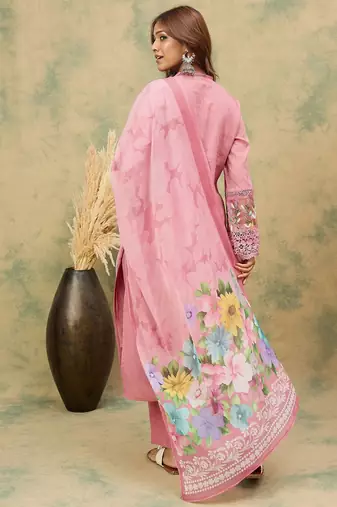 Women Woven Design Regular Beads and Stones Kurta with Trousers & Dupatta