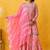 Floral Printed Mirror Work Anarkali Kurta With Sharara & Dupatta
