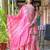 Floral Printed Mirror Work Anarkali Kurta With Sharara & Dupatta