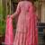 Floral Printed Mirror Work Anarkali Kurta With Sharara & Dupatta