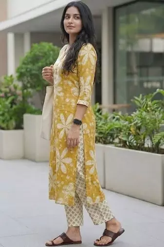Women Floral Printed Regular Kurta with Trousers & With Dupatta