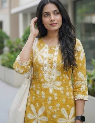 Women Floral Printed Regular Kurta with Trousers & With Dupatta 4