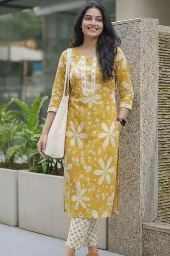 Women Floral Printed Regular Kurta with Trousers & With Dupatta