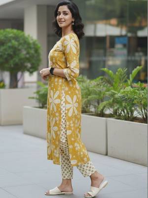 Women Floral Printed Regular Kurta with Trousers & With Dupatta 5