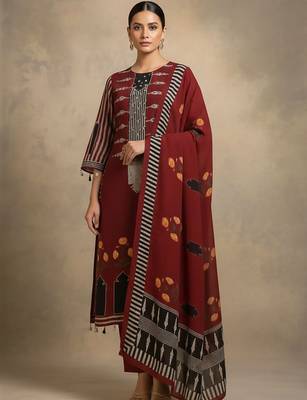 Women Ethnic Motifs Printed Regular Kurta with Trousers & With Dupatta 1