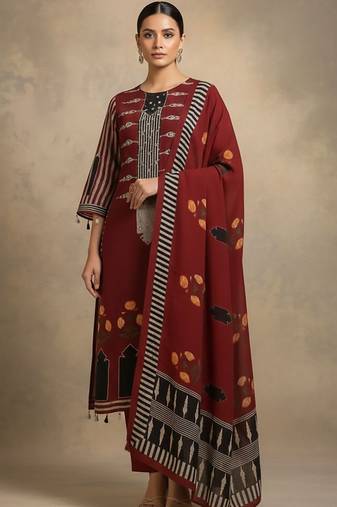 Women Ethnic Motifs Printed Regular Kurta with Trousers & With Dupatta