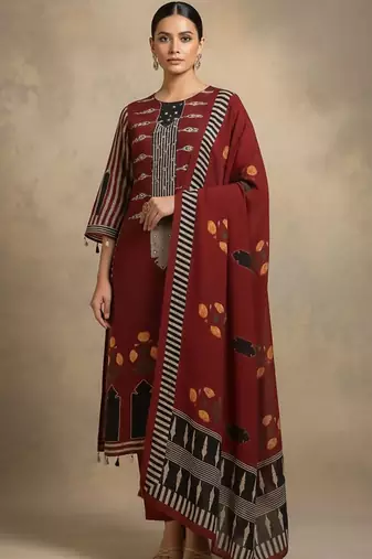 Women Ethnic Motifs Printed Regular Kurta with Trousers & With Dupatta