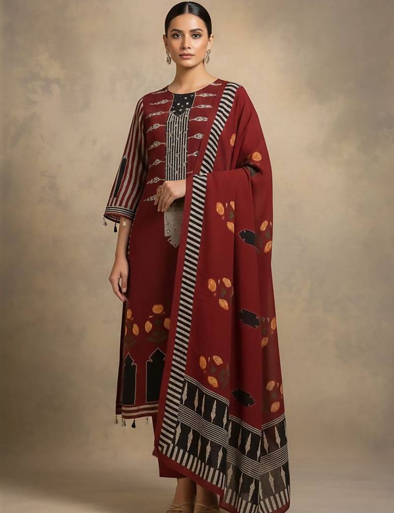 Women Ethnic Motifs Printed Regular Kurta with Trousers & With Dupatta