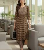 Women Ethnic Motifs Printed Regular Thread Work Kurta with Trousers