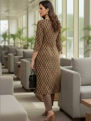 Women Ethnic Motifs Printed Regular Thread Work Kurta with Trousers 4