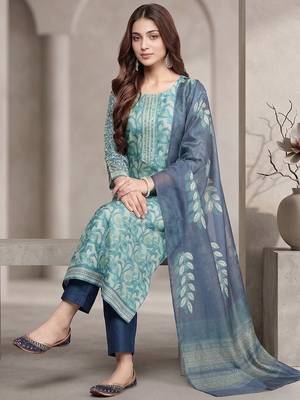 Women Floral Printed Regular Sequinned Kurta with Trousers & With Dupatta 2