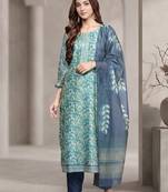 Women Floral Printed Regular Sequinned Kurta with Trousers & With Dupatta