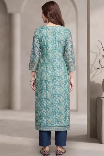 Women Floral Printed Regular Sequinned Kurta with Trousers & With Dupatta