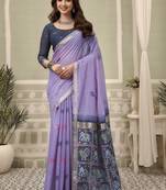 Lavedner cotton woven zari border patola pallu with fancy tassels casual wear saree