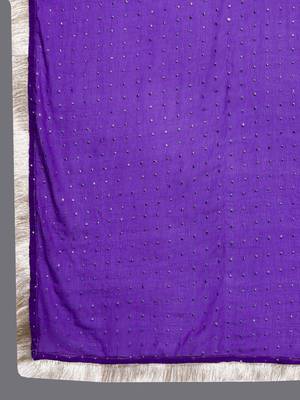 Floral Thread Embroidered Sequinned Chanderi Silk Kurta & Palazzos With Dupatta 4