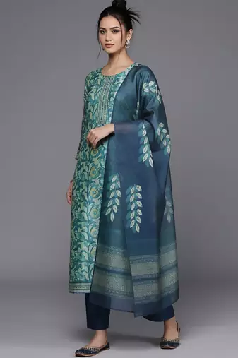 Women Floral Printed Regular Kurta with Trousers & With Dupatta