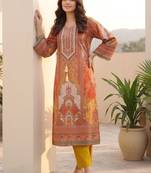 Women Ethnic Motifs Printed Regular Chanderi Silk Kurta with Trousers