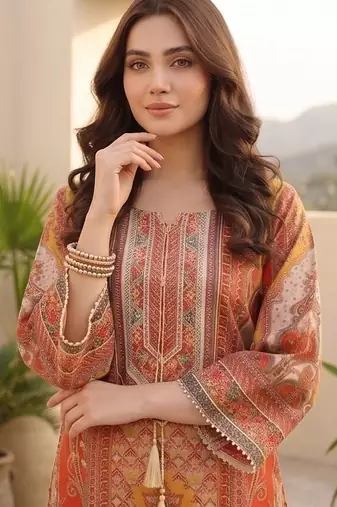 Women Ethnic Motifs Printed Regular Chanderi Silk Kurta with Trousers