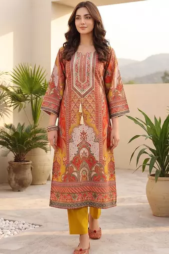 Women Ethnic Motifs Printed Regular Chanderi Silk Kurta with Trousers