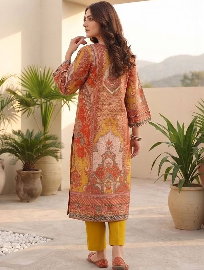 Women Ethnic Motifs Printed Regular Chanderi Silk Kurta with Trousers